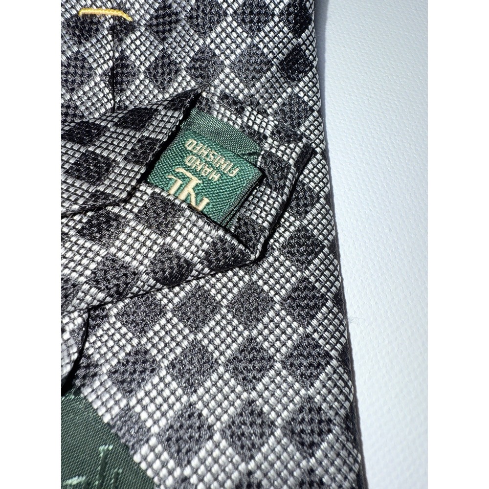 Lauren Ralph Lauren Vintage Silk Tie Gray/Black Geometric‎ Diamond RLL - Picture 5 of 8